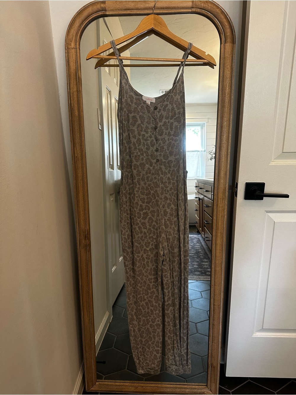 Colsie Leopard Print Jumpsuit in Taupe